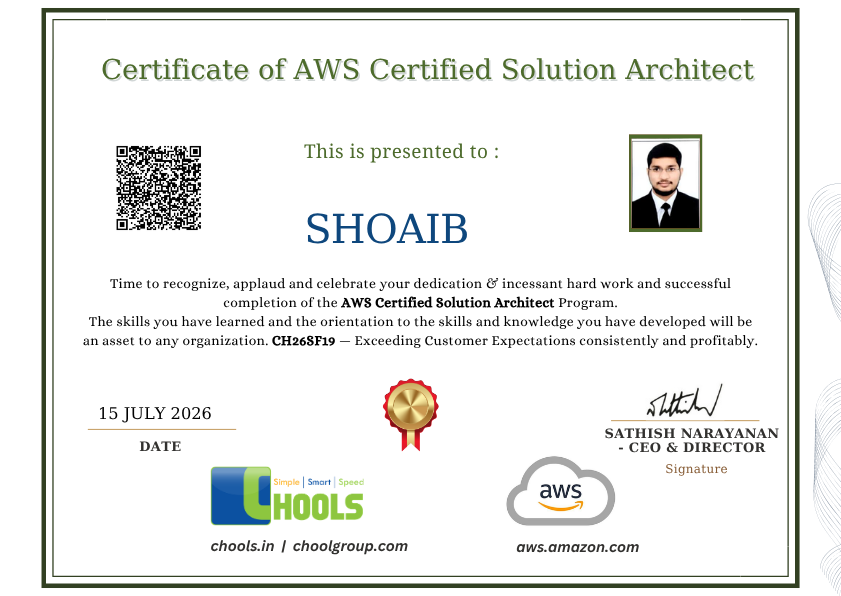 AWS Certified Solution Architect Program Certificate
